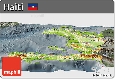 Physical Panoramic Map of Haiti, darken, semi-desaturated
