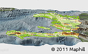 Physical Panoramic Map of Haiti, darken, semi-desaturated