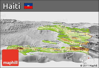 Physical Panoramic Map of Haiti, desaturated