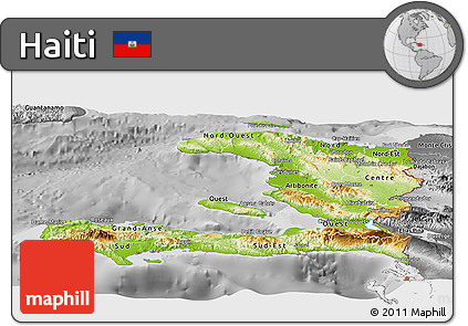 Physical Panoramic Map of Haiti, desaturated