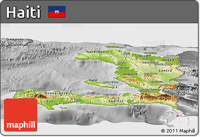 Physical Panoramic Map of Haiti, desaturated