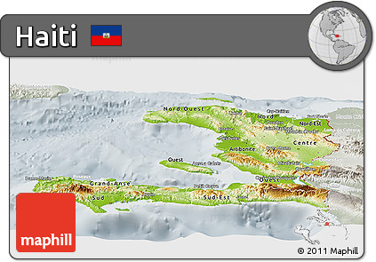 Physical Panoramic Map of Haiti, lighten, semi-desaturated