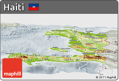 Physical Panoramic Map of Haiti, lighten, semi-desaturated