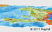 Physical Panoramic Map of Haiti, political outside