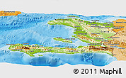Physical Panoramic Map of Haiti, political shades outside