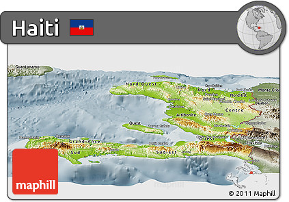 Physical Panoramic Map of Haiti, semi-desaturated