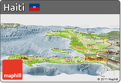 Physical Panoramic Map of Haiti, semi-desaturated