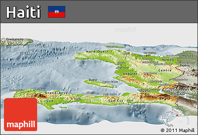 Physical Panoramic Map of Haiti, semi-desaturated