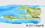 Physical Panoramic Map of Haiti, single color outside, bathymetry sea