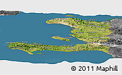 Satellite Panoramic Map of Haiti, desaturated, land only