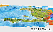 Satellite Panoramic Map of Haiti, political outside