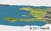 Satellite Panoramic Map of Haiti, semi-desaturated, land only