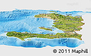 Satellite Panoramic Map of Haiti, single color outside, shaded relief sea