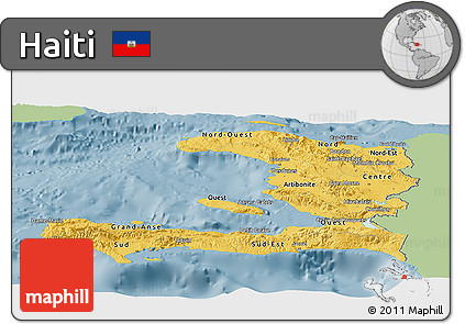 Savanna Style Panoramic Map of Haiti, single color outside