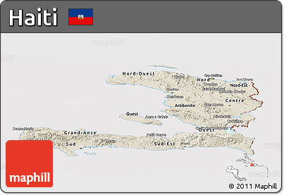 Shaded Relief Panoramic Map of Haiti, cropped outside