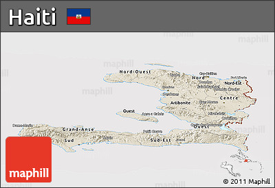 Shaded Relief Panoramic Map of Haiti, cropped outside