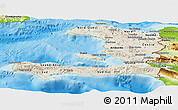 Shaded Relief Panoramic Map of Haiti, physical outside