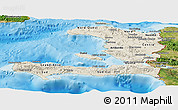 Shaded Relief Panoramic Map of Haiti, satellite outside, shaded relief sea