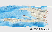 Shaded Relief Panoramic Map of Haiti, single color outside