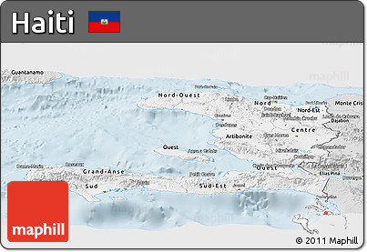 Silver Style Panoramic Map of Haiti