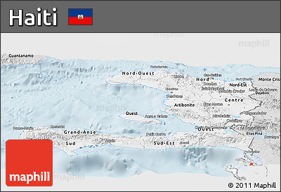 Silver Style Panoramic Map of Haiti