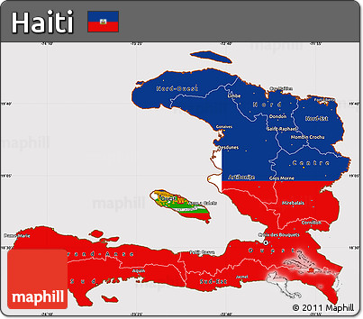 Flag Simple Map of Haiti, flag centered