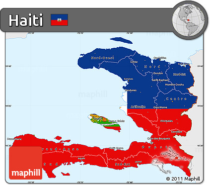 Flag Simple Map of Haiti, single color outside, flag centered