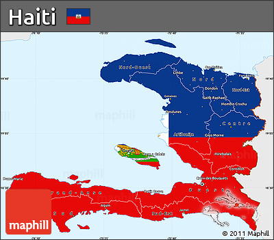 Flag Simple Map of Haiti, single color outside, flag centered