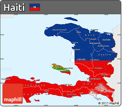 Flag Simple Map of Haiti, single color outside, flag centered