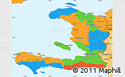 Political Simple Map of Haiti, political shades outside