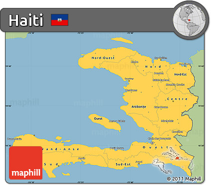 Savanna Style Simple Map of Haiti, single color outside