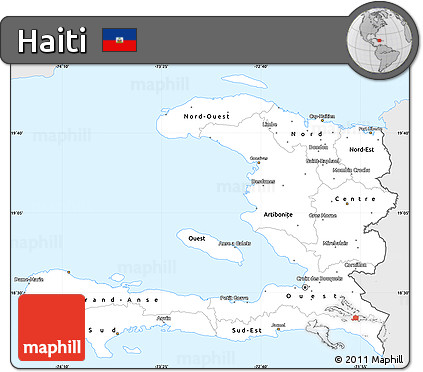 Silver Style Simple Map of Haiti, single color outside