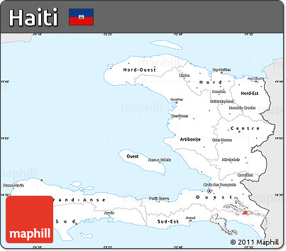 Silver Style Simple Map of Haiti, single color outside