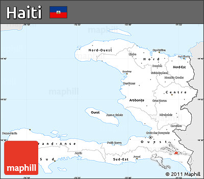 Silver Style Simple Map of Haiti, single color outside
