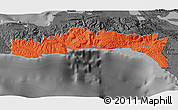 Political 3D Map of Sud-Est, darken, desaturated