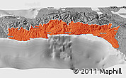 Political 3D Map of Sud-Est, desaturated