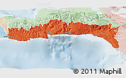 Political 3D Map of Sud-Est, lighten