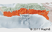 Political 3D Map of Sud-Est, lighten, semi-desaturated
