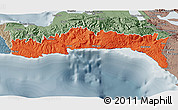 Political 3D Map of Sud-Est, semi-desaturated