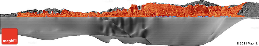 Political Horizon Map of Sud-Est, darken, desaturated