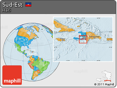 Political Location Map of Sud-Est