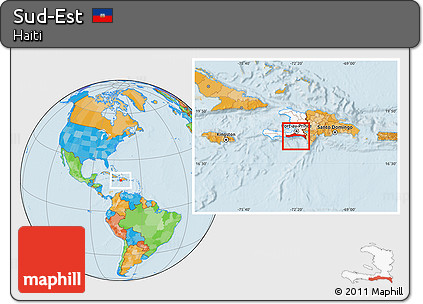 Political Location Map of Sud-Est, highlighted country