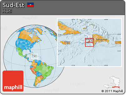 Political Location Map of Sud-Est, highlighted country