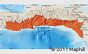 Political Map of Sud-Est, shaded relief outside