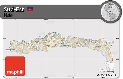 Shaded Relief Map of Sud-Est, cropped outside