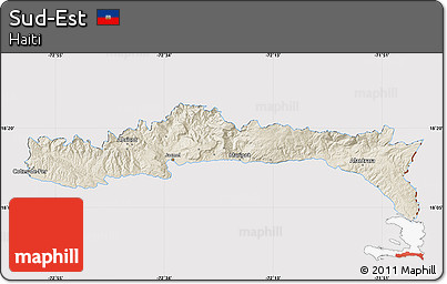 Shaded Relief Map of Sud-Est, cropped outside