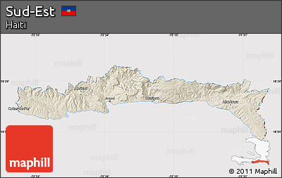 Shaded Relief Map of Sud-Est, cropped outside