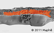 Political Panoramic Map of Sud-Est, darken, desaturated