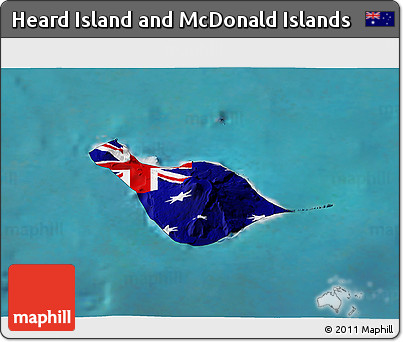Flag 3D Map of Heard Island and McDonald Islands, satellite outside, flag rotated