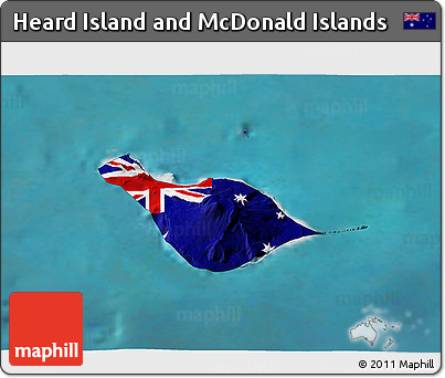 Flag 3D Map of Heard Island and McDonald Islands, satellite outside